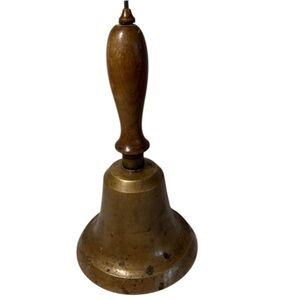Vintage Brass Hand Bell with Wooden Handle